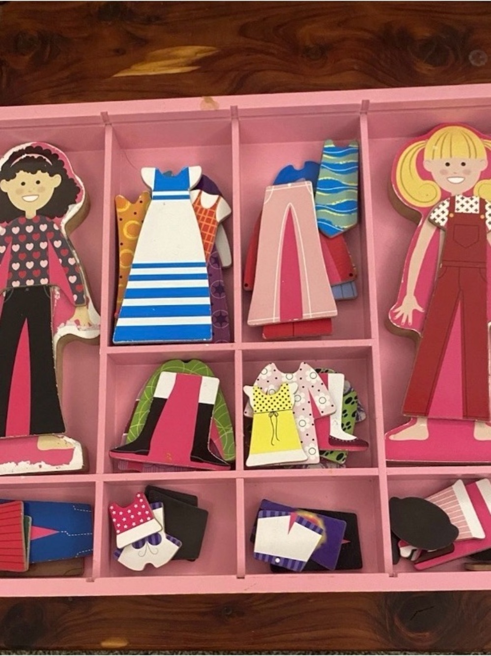 Melissa & Doug Magnetic Dress-Up Doll Set - Pink, Blue, Yellow, Green
